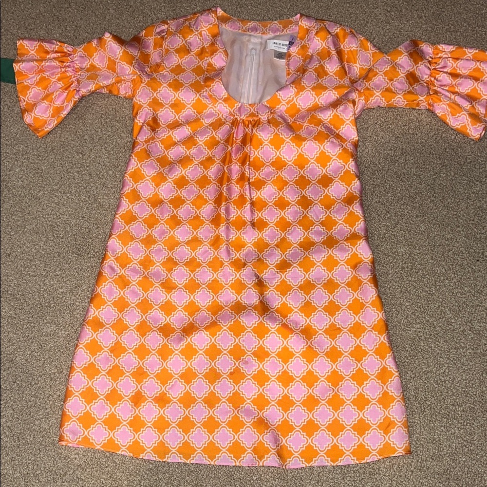 Skirtin around Pink & Orange Geometric Shift Dress 8